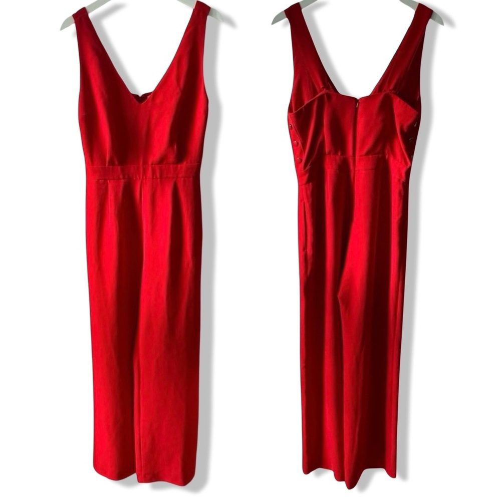 Sezane Vanille Sleeveless V-Neck Jumpsuit | Red Coral | Size 36 | US 4 - Picture 5 of 16
